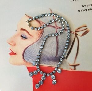 ❗Vintage 1950s Signed La Rel Ice Blue Rhinestone Necklace❗